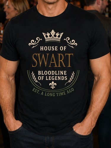 Swart nachname herren shirt - swart,